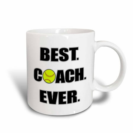 3dRose Softball Best Coach Ever, Ceramic Mug, (Best Softball Pitcher Ever)