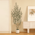thumbnail image 6 of 7ft Fake Plastic Olive Tree with Oval White Planter, Pre Potted Faux Greenry Plant for Home Decor Office House Living Room Indoor Outdoor, Big Fake Plants Fake House Plants, 6 of 6