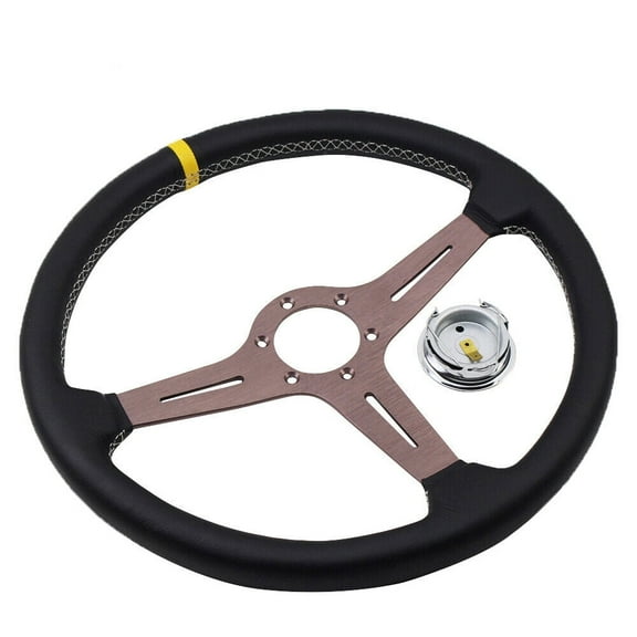 380mm Steering Wheel Deep Corn Perforated Leather Classic Wheel Universal 15inch