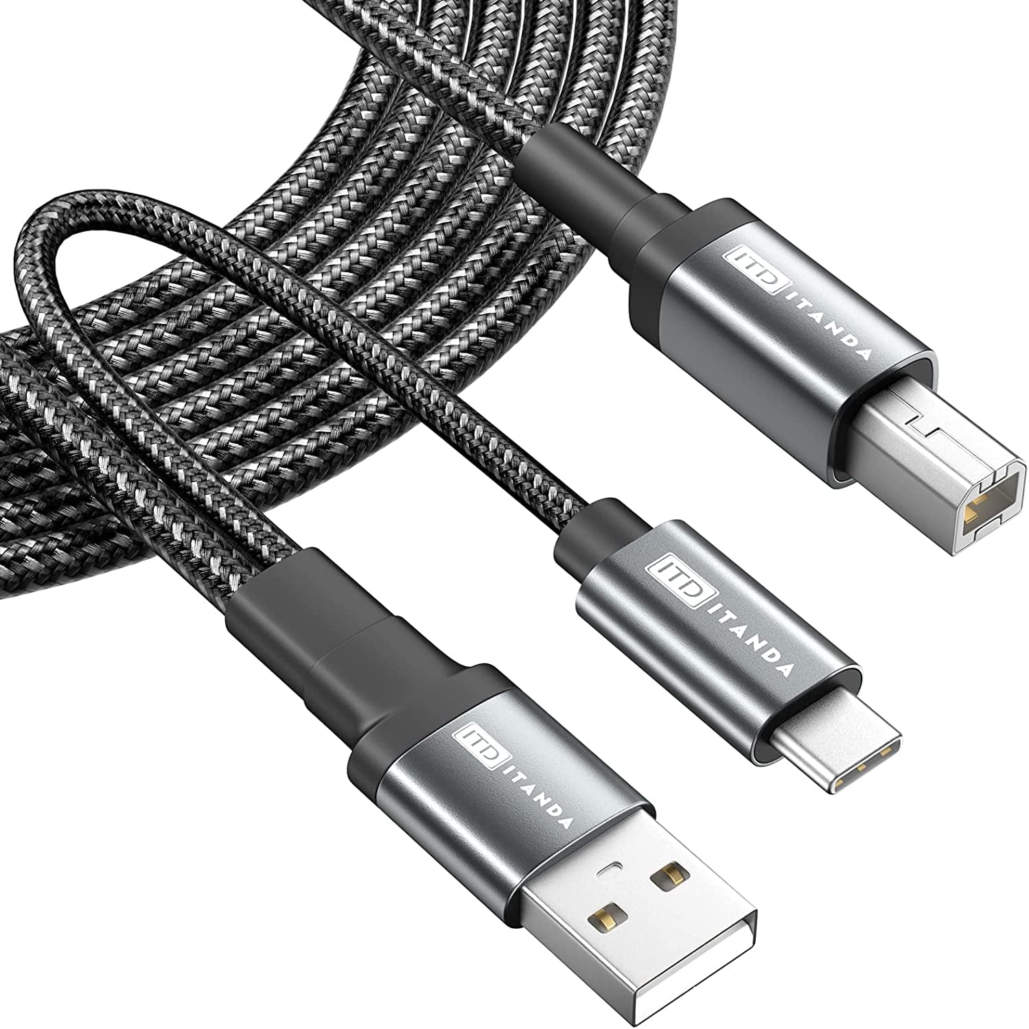 ITD Printer Cableï¼Œ2 in 1 USB Printer Cable 10FTï¼ŒUSB 2.0 A Male to B Male Scanner Cord,USB