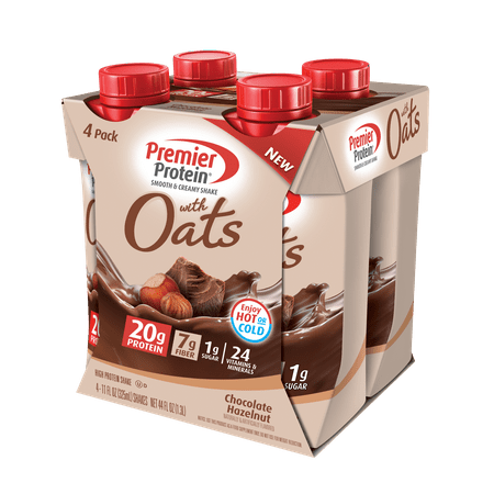 Premier Protein Shake with Oats, Chocolate Hazelnut, 20g Protein, 11 Fl Oz, 4 Ct