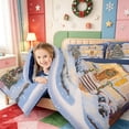 thumbnail image 3 of Manfei Cartoon Snowman Queen Comforter Set,Christmas Print Comforter Sets Queen,Navy Blue Reversible,3-Piece,1 Comforter and 2 Pillowcases, 3 of 7
