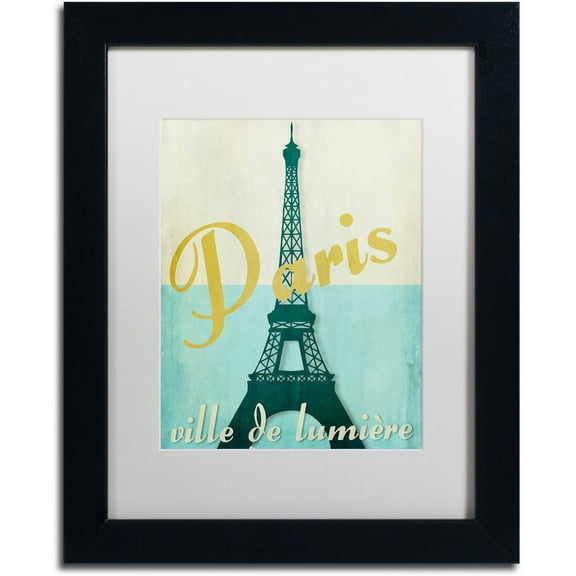Trademark Fine Art "Paris City of Light" Canvas Art by Color Bakery White Matte, Black Frame
