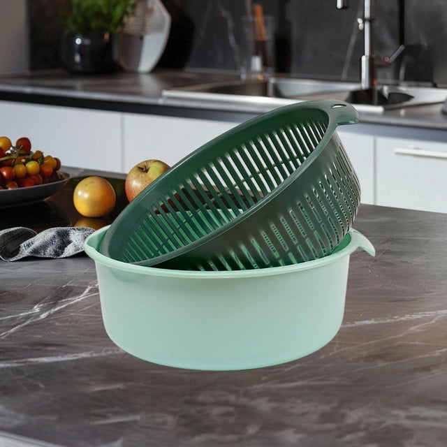 Juego De Cestas De Drenaje De Pl Stico Grandes, Filtro De Fregadero De Grado Alimenticio, Almacenamiento De Verduras Y Frutas, Dise O De Doble Drenaje Material Libre De Bpa, Organizaci N