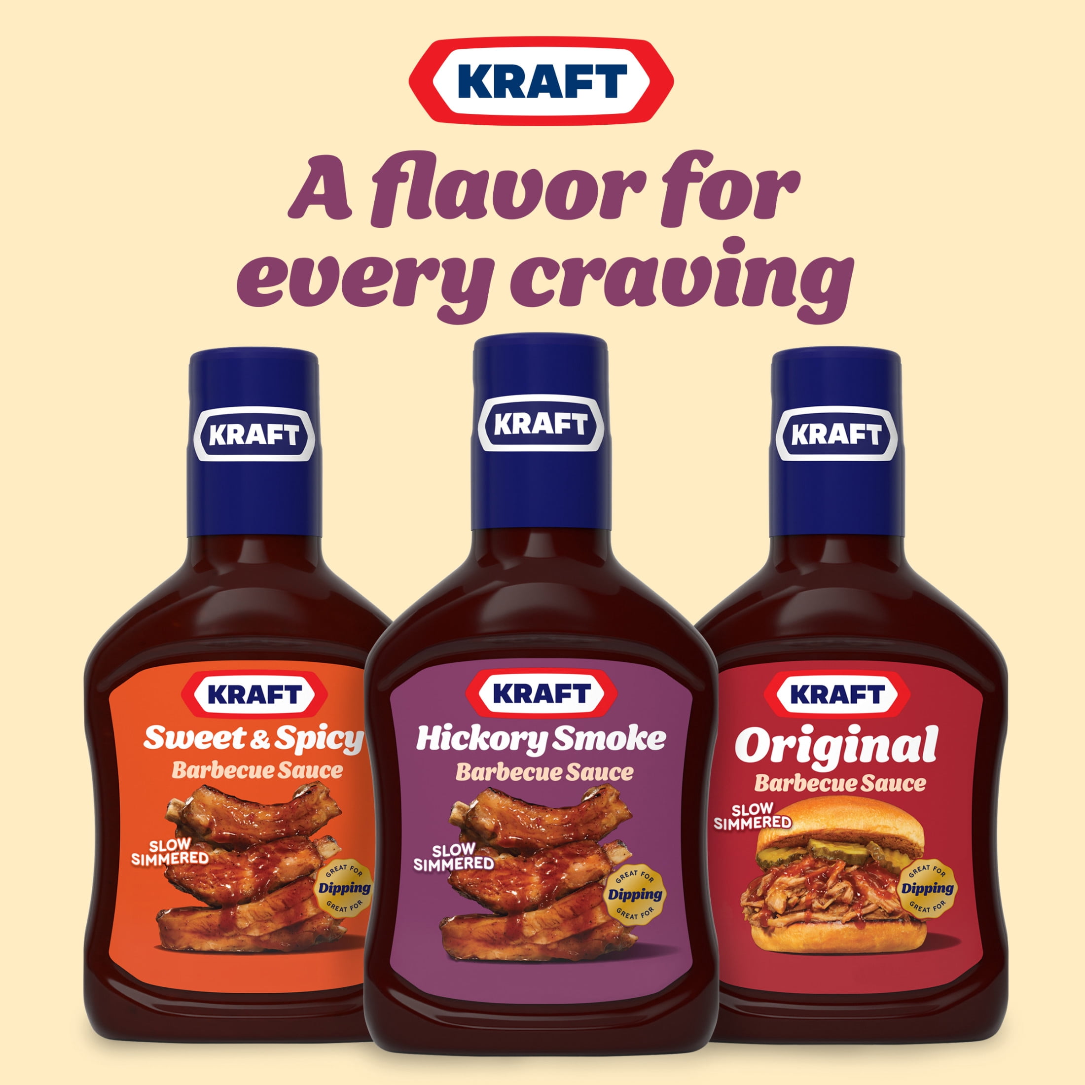 Kraft Hickory Smoke Slow-Simmered Barbecue BBQ Sauce, 17.5 oz Bottle