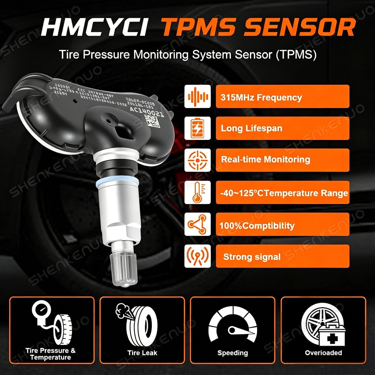 4PCS Pre-Programmed TPMS Sensor Tire Pressure Monitoring Sensor Toyota Sequoia 08-17 Sienna 06-20 Tundra 06-17 315Mhz