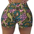 thumbnail image 2 of Haiem Snake And Flower No Front Seam Biker Shorts for Women Yoga Workout Gym Bike Shorts with Tummy Control Moisture-Wicking-Large, 2 of 9