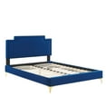 thumbnail image 3 of Platform Bed Frame, King, Blue Navy, Velvet, Mid Century French Bedroom, Modern Contemporary Boutique HB35452, 3 of 12