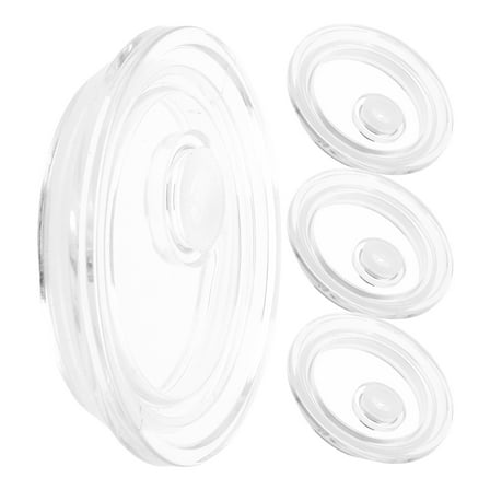 WHAMVOX 4pcs 16oz Reusable Cup Lids with Straw Holes Round Multi-Use Jar Water Mug Lids Spill Proof Transparent Cup Lids Replacement