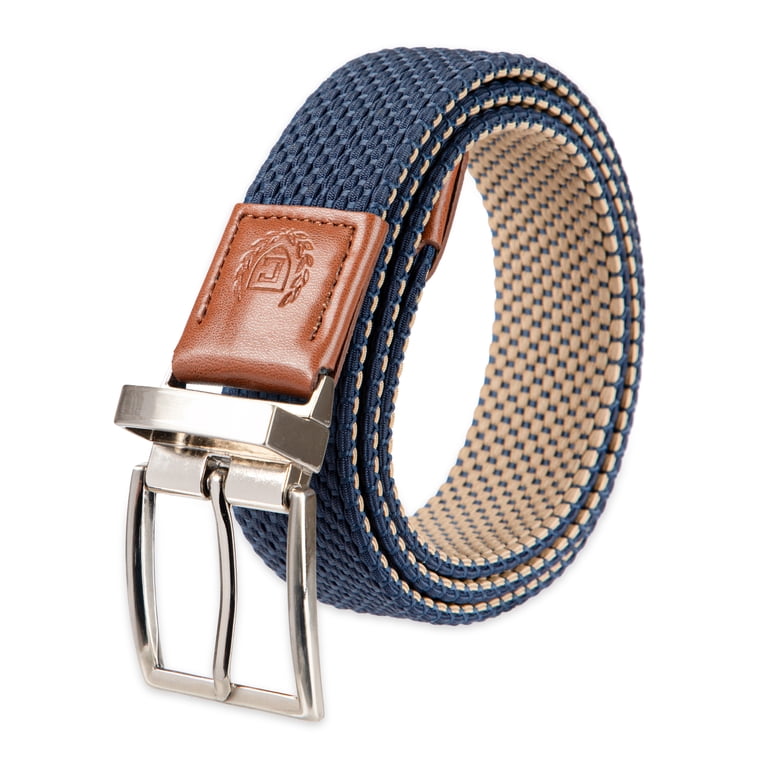 Chaps Men's Reversible Stretch Web Fabric Belt, Navy/Khaki photo 3