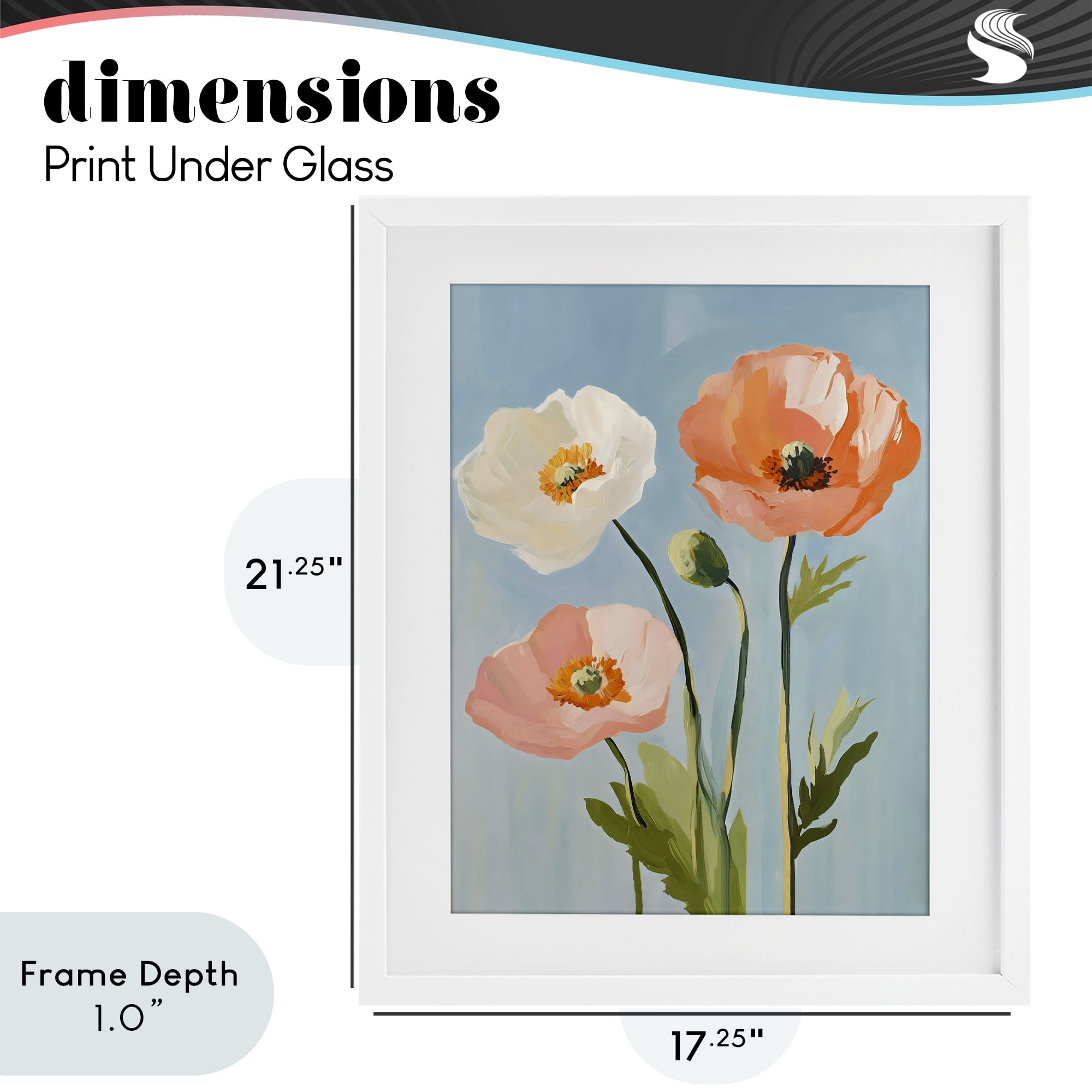 Stupell Industries Pastel Poppy Blooming Trio White Framed Print Under Glass, design by The Prints Vibe