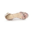 thumbnail image 4 of BLISSFUL STEP Women's Shoes Floral Printed Chunky Heel Ankle Strap Open Toe Block Heel Dress Sandals Blue pink Flower 7, 4 of 7
