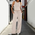 thumbnail image 2 of NMMUED Women's 2 Piece Lounge Sets Sleeveless Tank Tops Wide Leg Pants Sets Tracksuits Matching Outfit Womens Loungewear Set Beige L, 2 of 5