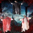 thumbnail image 2 of Esqueleto colgante de Halloween, fantasma, Horror, controlado por voz, decoración de calavera brillante, adorno, diseño de escena de Escape, accesorios, suministro de batería, 2 of 4