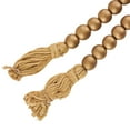 thumbnail image 5 of DecMode Handmade Round Metallic Long Carved Gold Mango Wood Garland with Tassel, 5 of 9