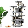 thumbnail image 5 of Large Cat Tree Condo with Sisal Scratching Posts Perches Houses Hammock, Cat Tower Furniture Kitty Activity Center Kitten Play House Gray, 5 of 9