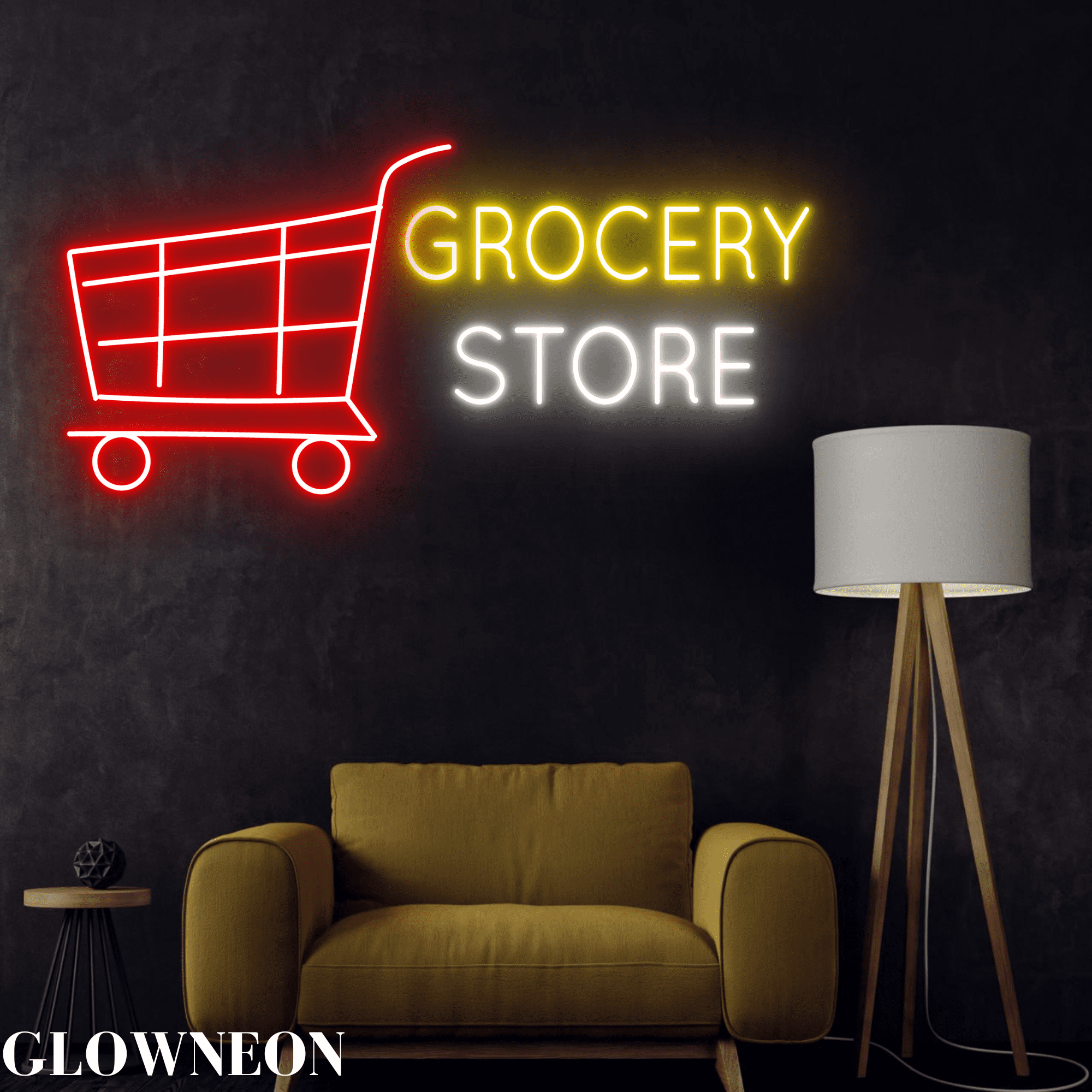 Glownneon Grocery Store Open Sign, Food & Drink Grocery Shop Neon Led