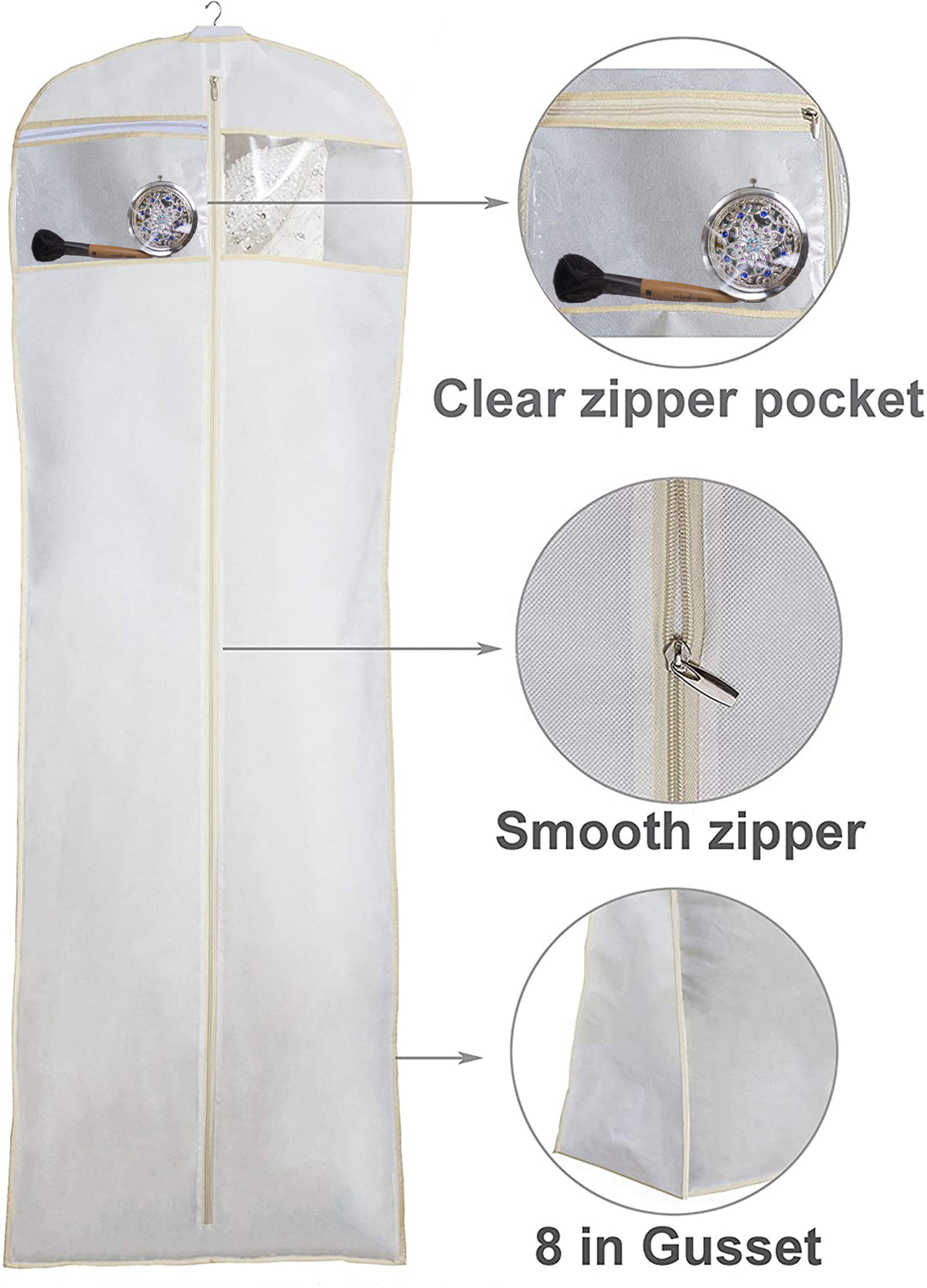 Niyofa 70 Inch Garment Bag Wedding Dress Cover Large Dustproof Cover  Storage Bag with Zipper Foldable Protective Cover for Wedding Gowns, Bridal  Gown, Evening Gown - Walmart.com
