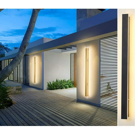 

LED Wall Lamp Outdoor Modern Waterproof IP67 Porch Garden Long Wall Light & Indoor Bedroom Bedside Decoration Lighting Lamp (UL Classified) (Warm Light(3000K) 32INCH)