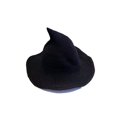 thumbnail image 1 of Sombrero de bruja de Halloween, sombrero puntiagudo plegable de ala ancha para mujer, accesorios de disfraces de fiesta de Halloween. Sombrero de bruja de lana, 1 of 5