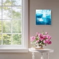 thumbnail image 4 of Framed Canvas Wall Art for Living Room Abstract Oil Painting Wall Decor, Aqua Blue Aesthetic Paintings for Bedroom Office Kitchen Bathroom, Ready to Hang Artwork Wall Pictures 8x8 Inch, 4 of 9