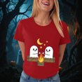 thumbnail image 6 of TOWED22 Halloween T Shirt Women Crew Neck Short Sleeve Cute Bow Ghost Graphic T Shirts - Spooky Print Loose Top Funny Fashion Clothes(Red,S), 6 of 8