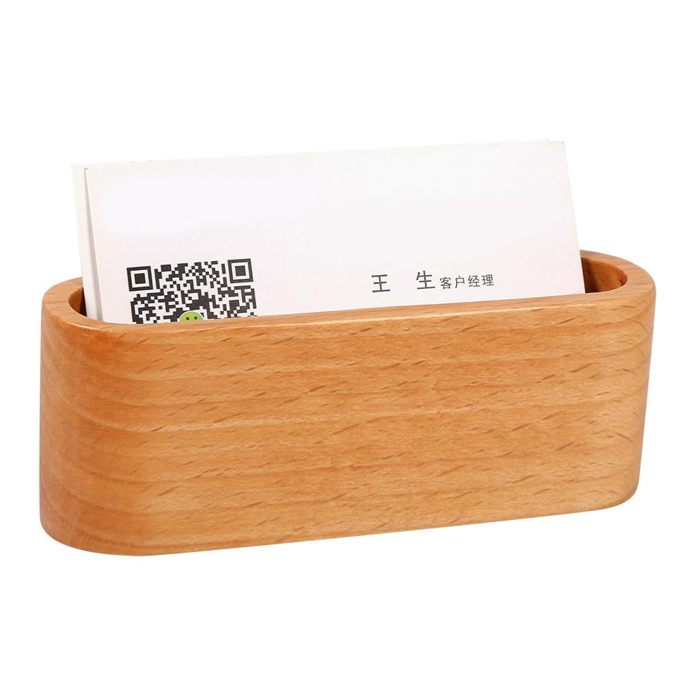 Tebru Desk Business Card Holder, Office Business Card Holder, 1Pc Creative Wooden Business Card Holder Case Storage Box Organizer Office Desktop Ornaments