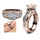 thumbnail image 5 of Anillo de oro rosa de 14 quilates con baño de oro y diamantes separados en color champán, joyería versátil, joyería de mano, estilo fresco y dulce, 5 of 6
