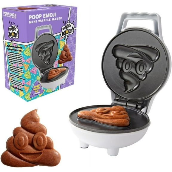 Poop Emoji Mini Waffle Maker - Make Breakfast Special for Kids & Adults with Cute Smiley Face Design Individual Waffle, 4 Inch Waffler Iron, Electric Non Stick Breakfast Appliance, Funny Gift