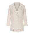 thumbnail image 6 of 2 Piece Outfits for Women Long Sleeve Solid Open Front Blazer Shorts with Belt Casual Comfy Elegant Business Suit Sets, 6 of 7