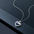 thumbnail image 3 of Gem Stone King 10K White Gold Blue Created Sapphire and White Lab Grown Diamond Heart and Infinity Pendant Necklace for Women (1.02 Cttw, Round 5MM, with 18 inch Silver Chain), 3 of 4
