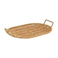 thumbnail image 3 of Boovnll Serving Tray, Woven Storage Tray with Handles Rattan Look, Decorative Wicker Basket Tray for Fruit Bread Table Counter Home Kitchen,13x9in, 3 of 7