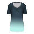 thumbnail image 3 of FAIWAD Women's Ribbed Knit Tunics Tops Short Sleeve Button Round Neck Shirts Slim Stretch Going Out T-Shirts, 3 of 3