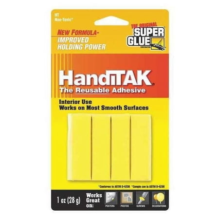 Super Glue Putty,Reusable,1 oz,(4) Yellow Strips HT-12