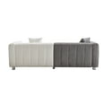 thumbnail image 6 of SZLIZCCC 87.4'' 3 Seater Velvet Sofa Loveseat , Modern Bubble Upholstered Couch with 2 Pillows and Metal Feet for Living Room Gray+White, 6 of 7