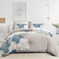 thumbnail image 1 of Duvet Cover Set King Blue Floral Pattern Comforter Cover Elegant Bohemian, 1 of 8