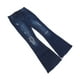 thumbnail image 3 of Pantalones acampanados mujer cintura alta elásticos levantadores de cadera suaves ajustados desgastados Nikou azul oscuro L, 3 of 15