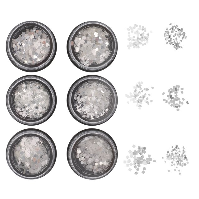 EXHUMKY 6Ud Pailletes Para Plateadas Con Acabado Espejo Para Y Nail Art