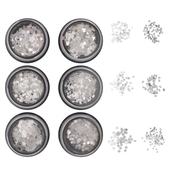EXHUMKY 6Ud Pailletes Para Plateadas Con Acabado Espejo Para Y Nail Art