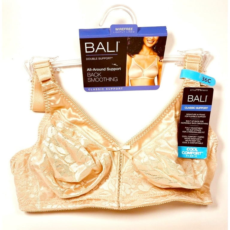 Bali Double Support Lace Wirefree Spa Closure Bra 3372, Soft Taupe, 36C
