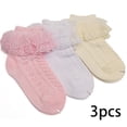 thumbnail image 7 of LYMAYTER 3 Pack ‌Spring Toddler Socks Breathable Eyelet Socks‌ Double Ruffle Girls Dance Socks 1-12Y, 7 of 7