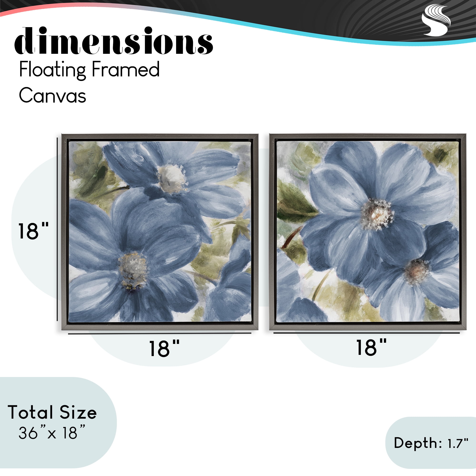 Stupell Industries Floral Walk in Beauty 2 Piece Gray Framed Floater Canvas Set, design by Lanie Loreth