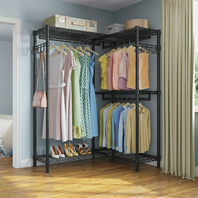 VIPEK L4 Garment Rack L Shaped Clothes Rack for Corner Freestanding Portable Wardrobe Closet Heavy Duty Clothing Rack Black