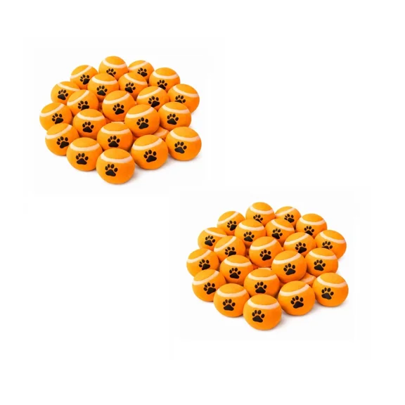 50 Tennis Ball Dog Play Toy Bulk Packs 2.5 inch Choose Color or Assorted Bundle (Orange)