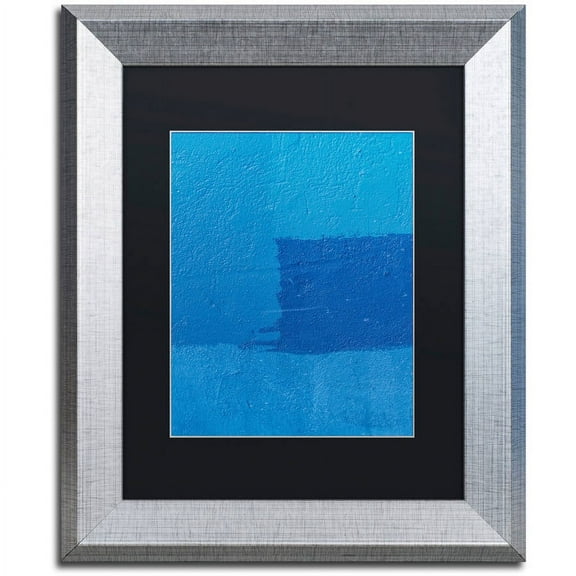 Trademark Fine Art "Abstract Blue" Canvas Art by Claire Doherty, Black Matte, Silver Frame