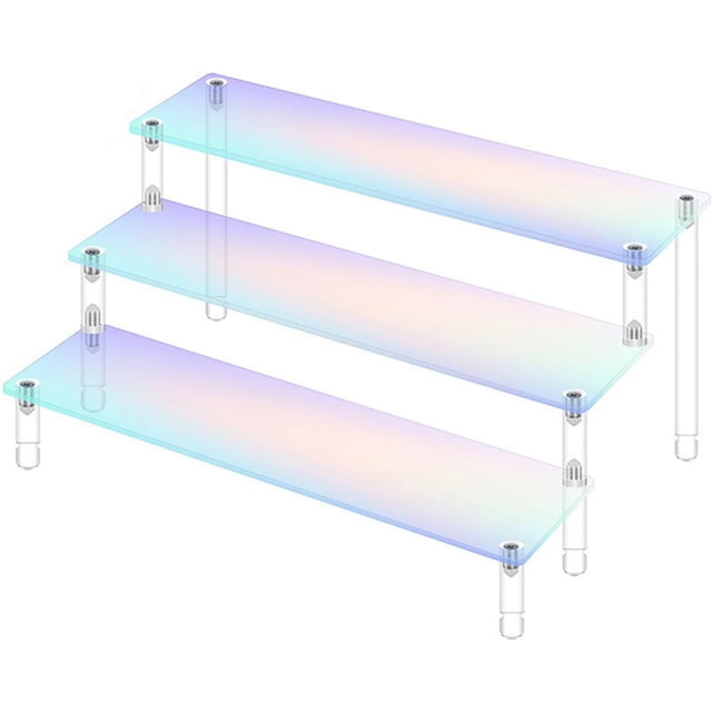 Yazoeia Display Risers, Perfume Stand 3 Tier, Colorful Display Risers Stand, Acrylic Shelves, Perfume Organizer Tiered,Round feet,40cm CJC912-142770