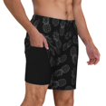 thumbnail image 2 of Yiaed White Pineapples Print Mens Swim Trunks Bathing Suit Compression Liner Beach Swim Shorts Swimwear Quick Dry Zipper Pocket No-Chafing Board Short-X-Large, 2 of 6