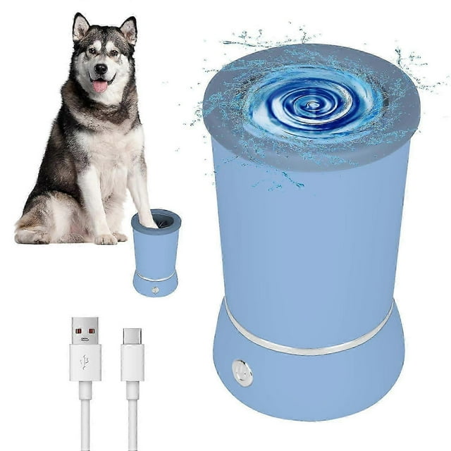 Dog Paw Cleaner blue, Automatic Paw Cleaner for Dogs, Type-C Rechargeable, Small, Medium Pets Can Use, Easy to Carry
