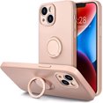 thumbnail image 1 of KOMI Designed for iPhone 14 Case with Ring Stand [360° Rotatable Ring Holder Magnetic Kickstand] [Soft Microfiber Lining] Shockproof Rubber Protective Phone Cases Cover for Women Men Pink Sand, 1 of 5