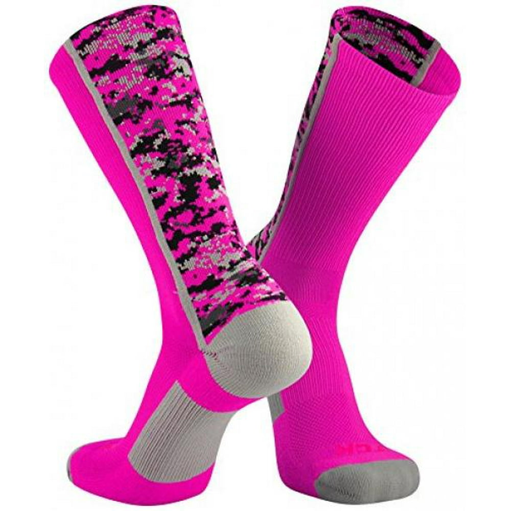 TCK TCK Digital Camo Crew Socks (Neon Pink, Small)
